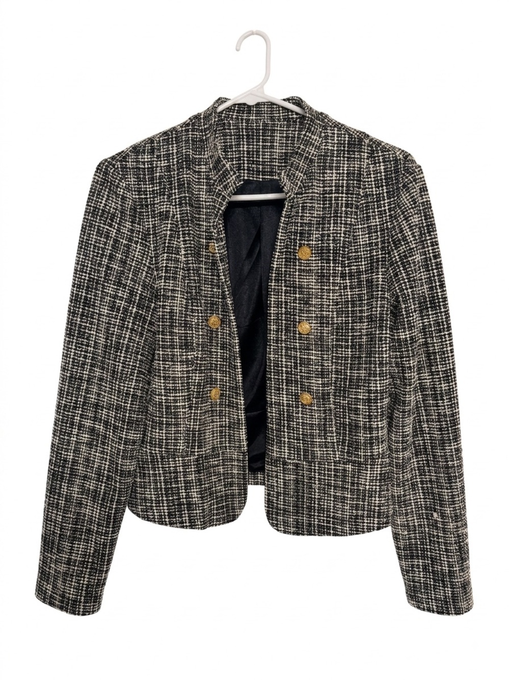 Women’s Cropped Black & White Tweed Jacket